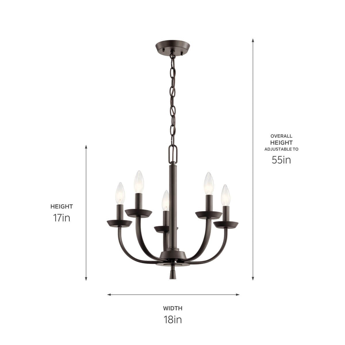 KICHLER 52385OZ Kennewick 5 Light Chandelier Olde Bronze