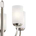 KICHLER 52386NI Kennewick 5 Light Chandelier with Crisp White Fabric Brushed Nickel