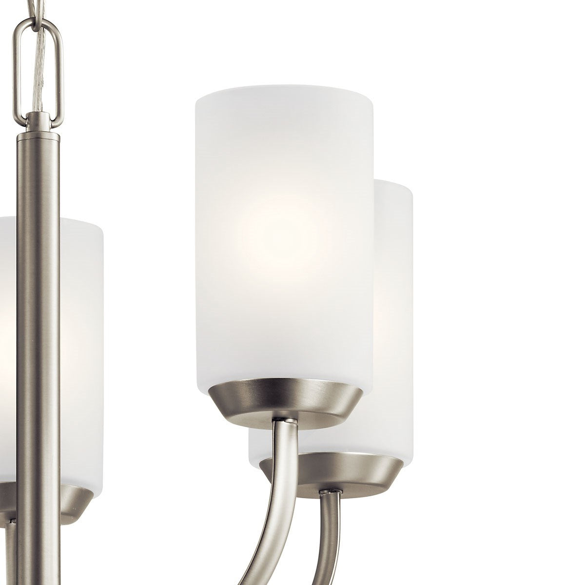 KICHLER 52386NI Kennewick 5 Light Chandelier with Crisp White Fabric Brushed Nickel