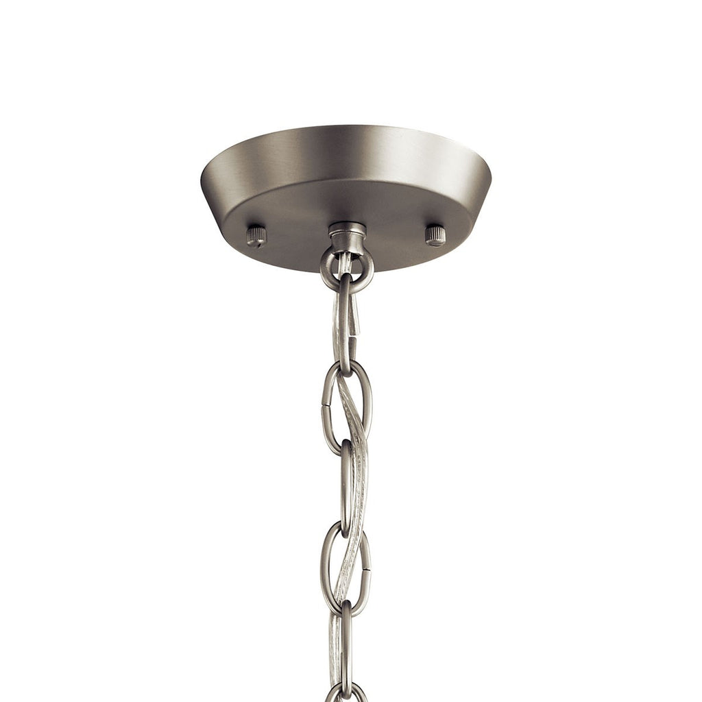KICHLER 52386NI Kennewick 5 Light Chandelier with Crisp White Fabric Brushed Nickel