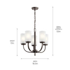 KICHLER 52386OZ Kennewick 5 Light Chandelier with Crisp White Fabric Olde Bronze