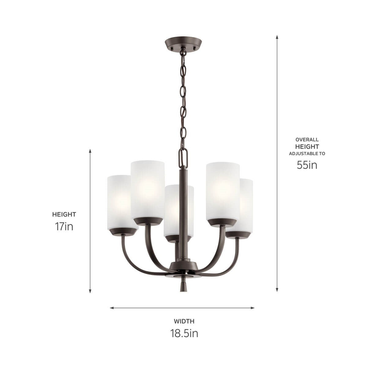 KICHLER 52386OZ Kennewick 5 Light Chandelier with Crisp White Fabric Olde Bronze