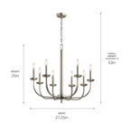 KICHLER 52388NI Kennewick 9 Light Chandelier Brushed Nickel