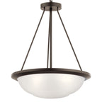 KICHLER 52393OZ Ritson 3 Light Inverted Pendant with Satin Etched Glass Olde Bronze