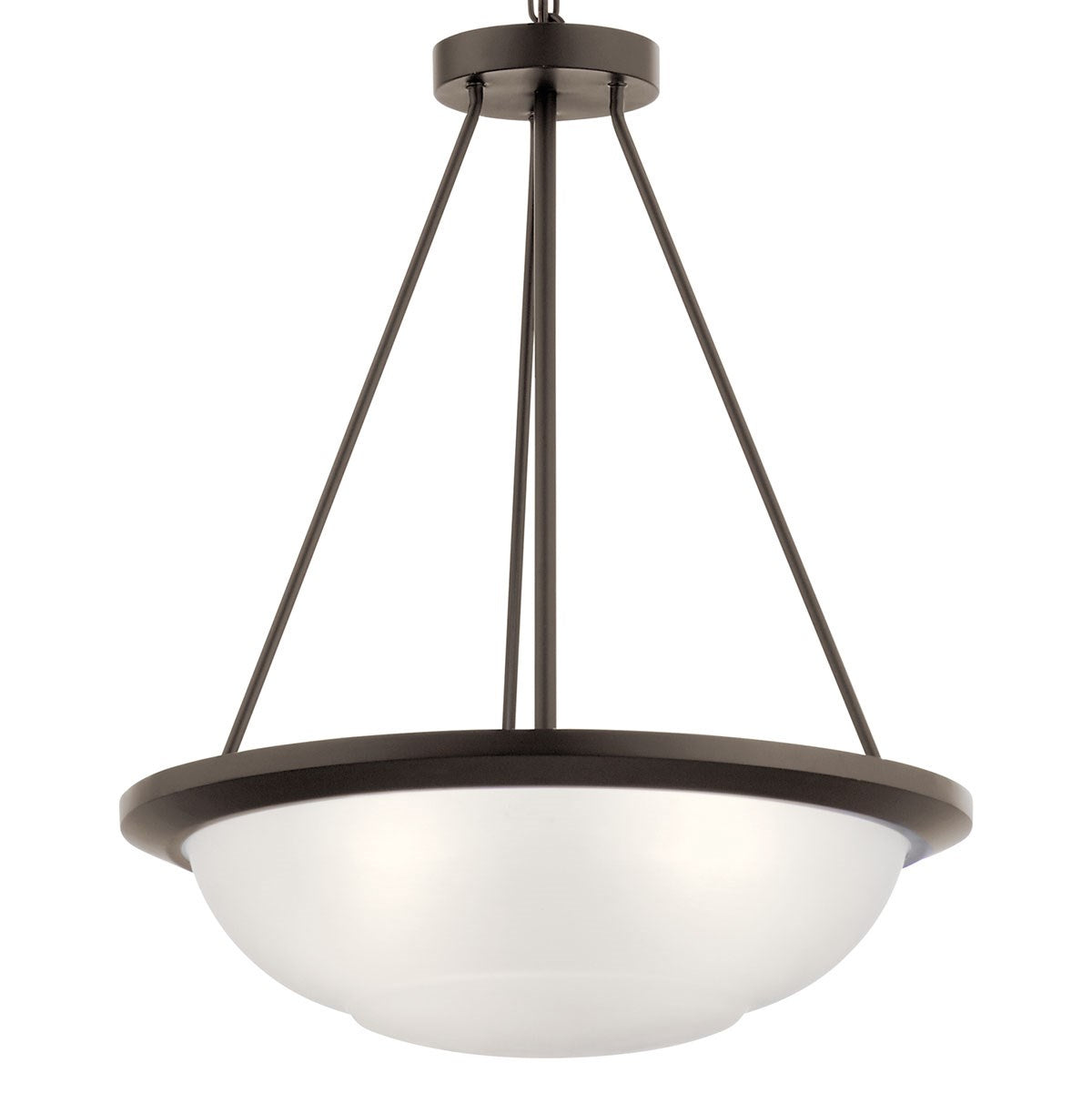 KICHLER 52393OZ Ritson 3 Light Inverted Pendant with Satin Etched Glass Olde Bronze