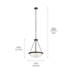 KICHLER 52393OZ Ritson 3 Light Inverted Pendant with Satin Etched Glass Olde Bronze