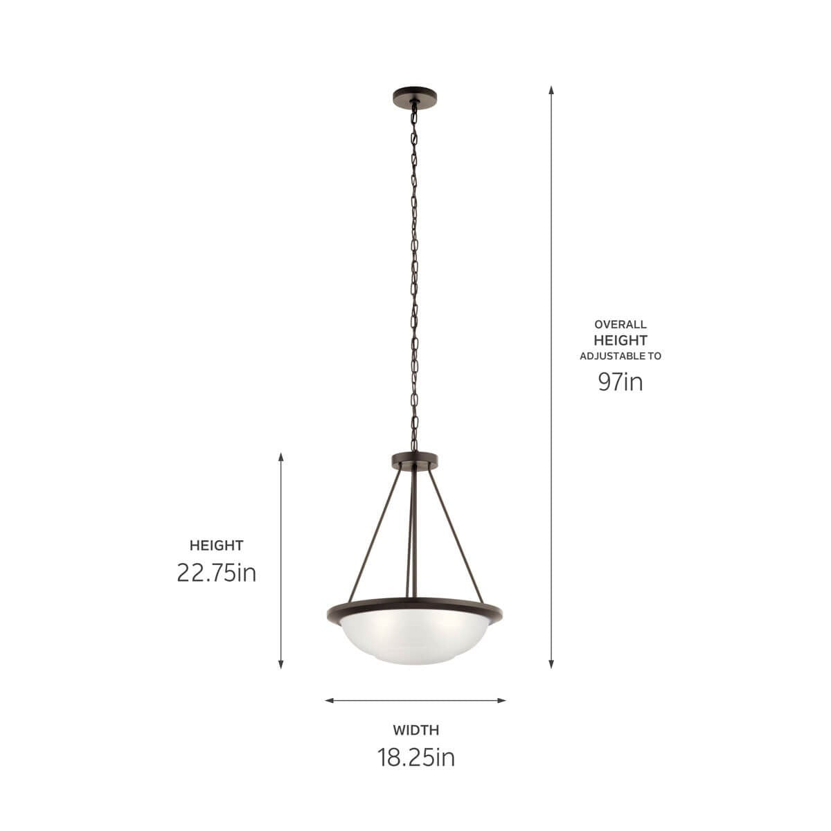 KICHLER 52393OZ Ritson 3 Light Inverted Pendant with Satin Etched Glass Olde Bronze