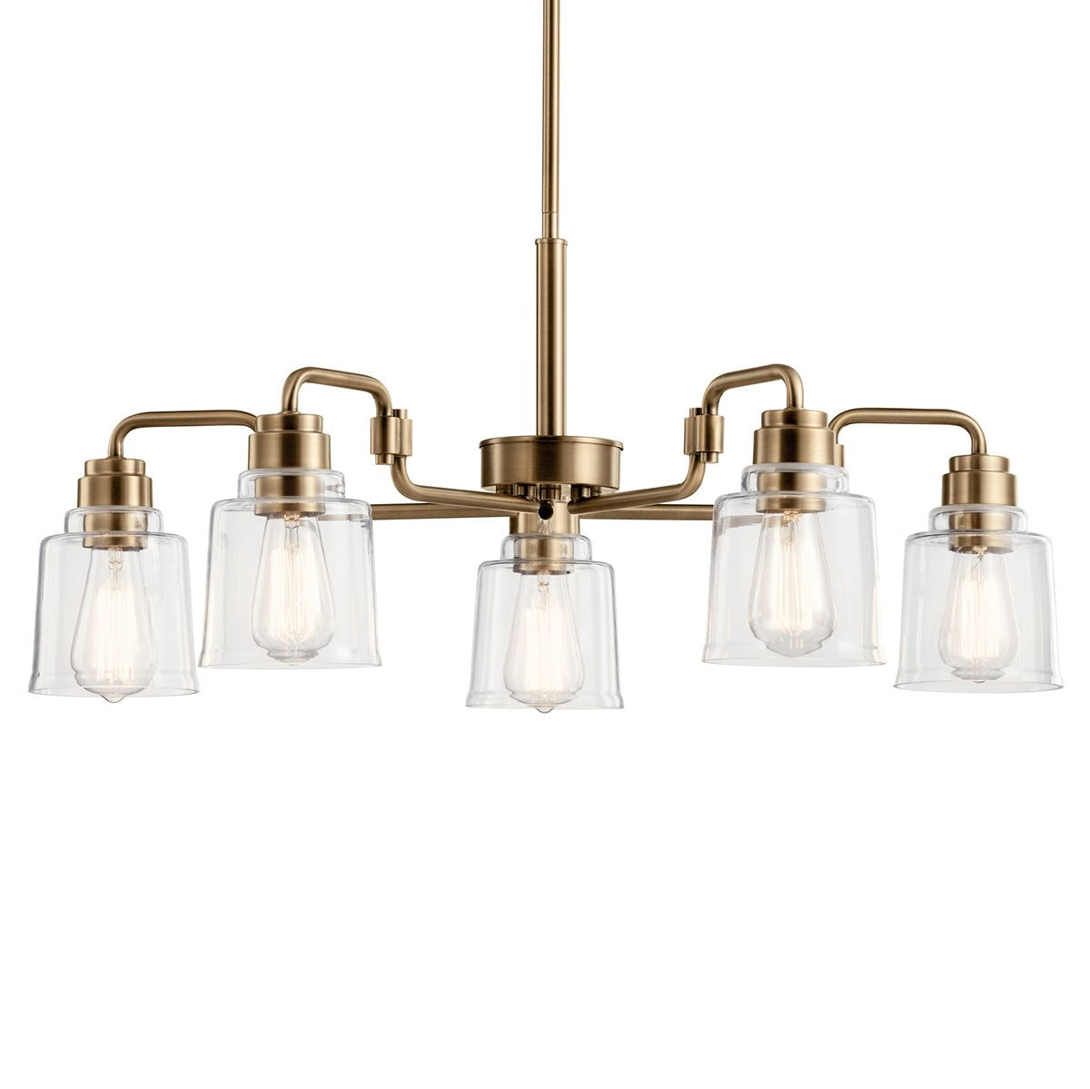 KICHLER 52398WBR Aivian 30" 5 Light Chandelier with Clear Glass Weathered Brass