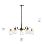 KICHLER 52398WBR Aivian 30" 5 Light Chandelier with Clear Glass Weathered Brass