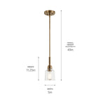 KICHLER 52399WBR Aivian 5" 1 Light Mini Pendant with Clear Glass Weathered Brass