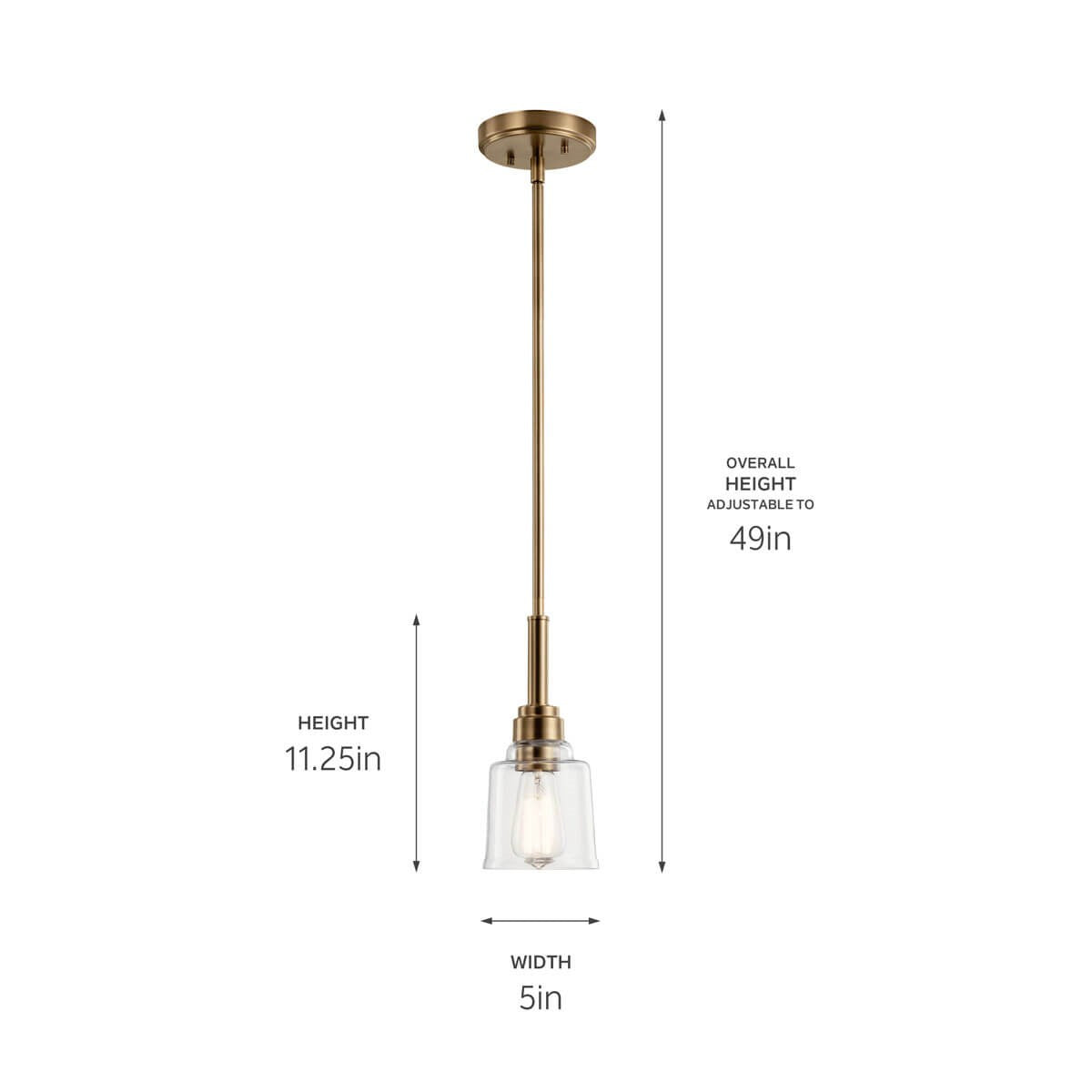 KICHLER 52399WBR Aivian 5" 1 Light Mini Pendant with Clear Glass Weathered Brass
