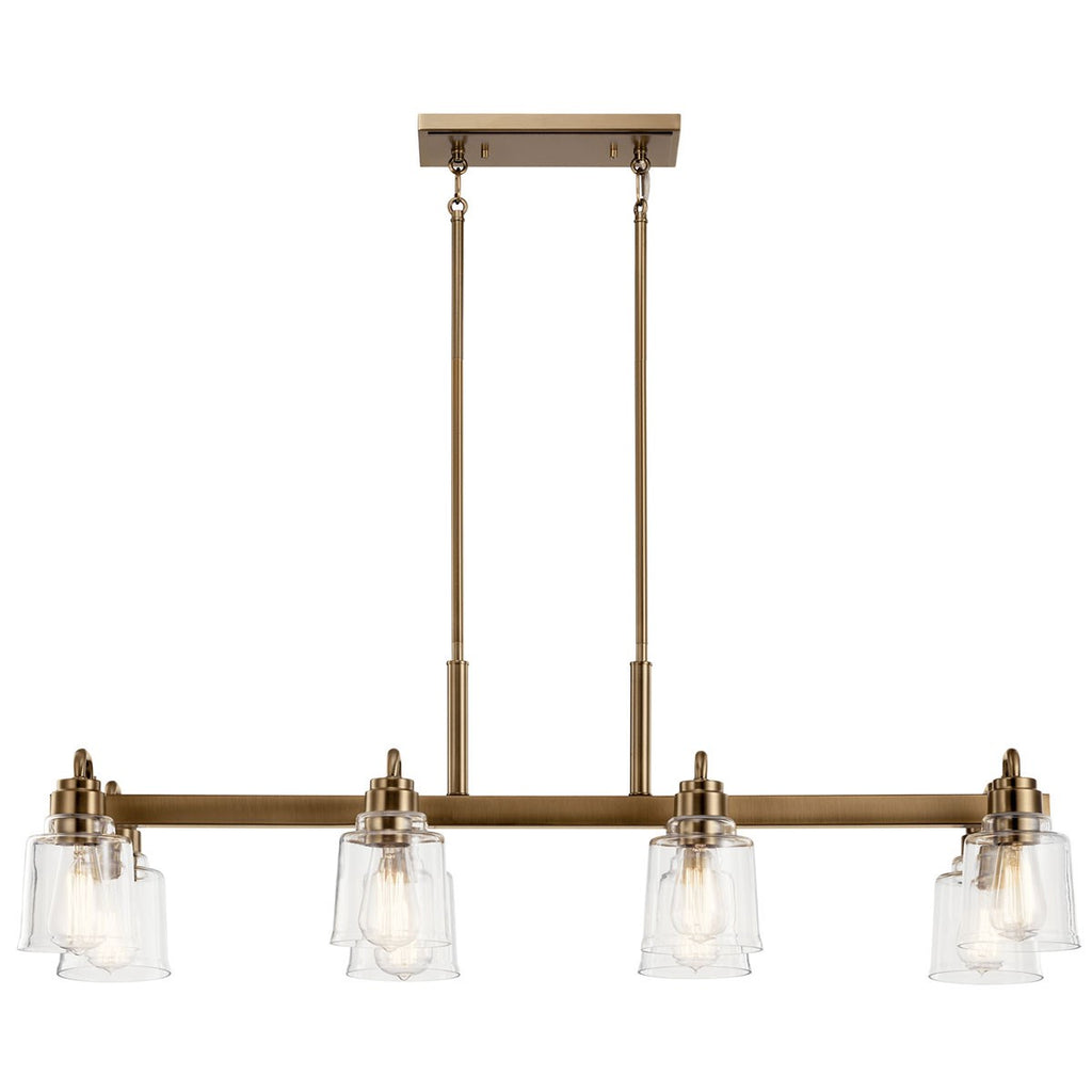KICHLER 52400WBR Aivian 42" 8 Light Linear Chandelier with Clear Glass Weathered Brass