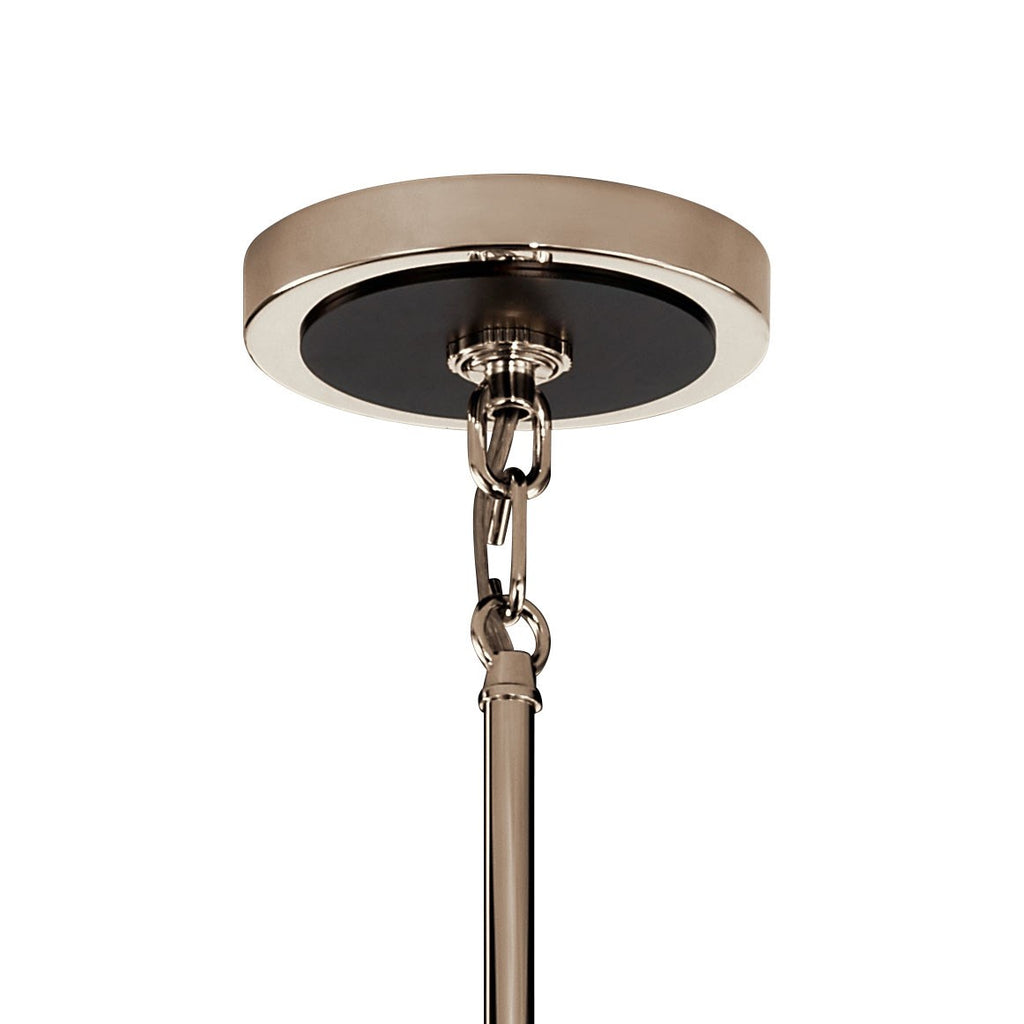 KICHLER 52402PN Eastmont 3 Light Chandelier With Clear Glass Polished Nickel And Walnut Wood
