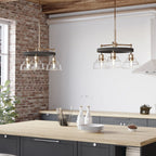 KICHLER 52402PN Eastmont 3 Light Chandelier With Clear Glass Polished Nickel And Walnut Wood