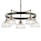 KICHLER 52403PN Eastmont 5 Light Chandelier With Clear Glass Polished Nickel And Walnut Wood