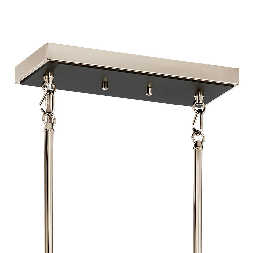KICHLER 52404PN Eastmont 5 Light Linear Chandelier With Clear Glass Polished Nickel And Walnut Wood