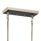 KICHLER 52404PN Eastmont 5 Light Linear Chandelier With Clear Glass Polished Nickel And Walnut Wood