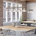 KICHLER 52404PN Eastmont 5 Light Linear Chandelier With Clear Glass Polished Nickel And Walnut Wood