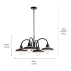 KICHLER 52407WZC Marrus 4 Light Chandelier Weathered Zinc and Anvil Iron