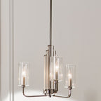 KICHLER 52410PN Kimrose 3 Light Chandelier With Clear Fluted Glass In Polished Nickel And Satin Nickel