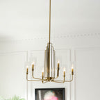KICHLER 52411BNB Kimrose 6 Light Chandelier With Clear Fluted Glass In Brushed Natural Brass