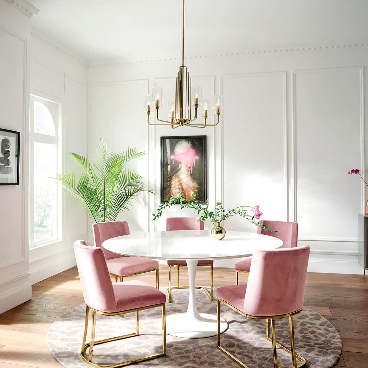 KICHLER 52411BNB Kimrose 6 Light Chandelier With Clear Fluted Glass In Brushed Natural Brass