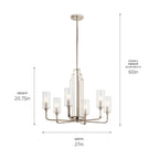 KICHLER 52411PN Kimrose 6 Light Chandelier With Clear Fluted Glass In Polished Nickel And Satin Nickel