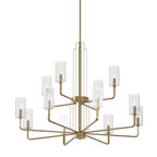 KICHLER 52412BNB Kimrose 12 Light Chandelier With Clear Fluted Glass In Brushed Natural Brass