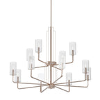 KICHLER 52412PN Kimrose 12 Light Chandelier With Clear Fluted Glass In Polished Nickel And Satin Nickel