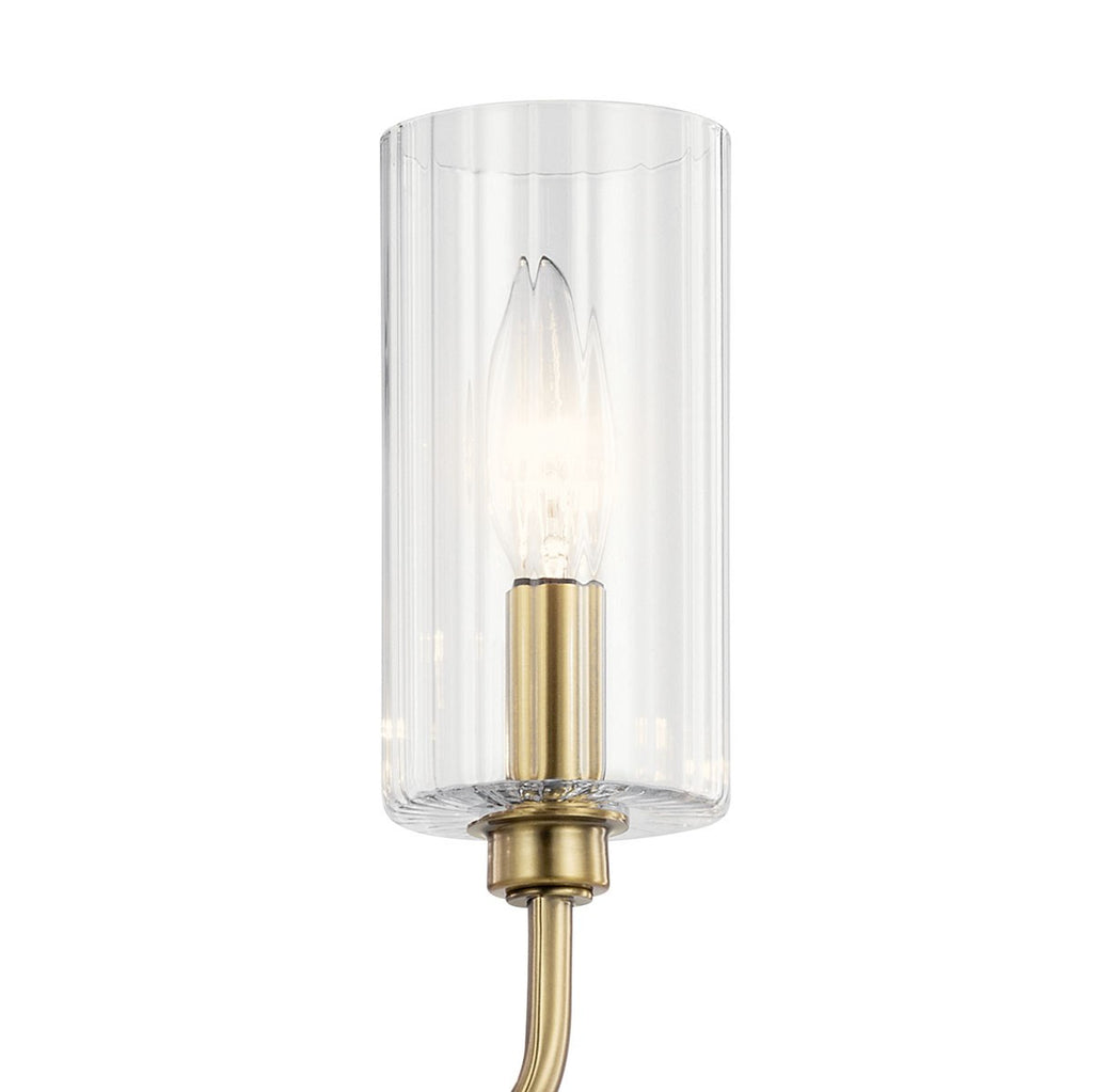 KICHLER 52413BNB Kimrose 10 Light Linear Chandelier With Clear Fluted Glass In Brushed Natural Brass
