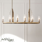 KICHLER 52413BNB Kimrose 10 Light Linear Chandelier With Clear Fluted Glass In Brushed Natural Brass