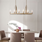 KICHLER 52413BNB Kimrose 10 Light Linear Chandelier With Clear Fluted Glass In Brushed Natural Brass
