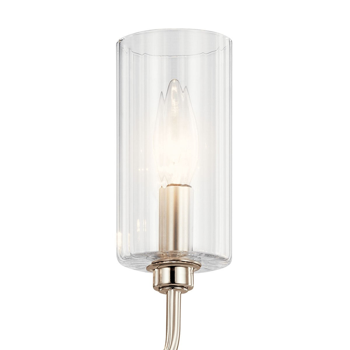 KICHLER 52413PN Kimrose 10 Light Linear Chandelier With Clear Fluted Glass In Polished Nickel And Satin Nickel
