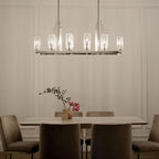 KICHLER 52413PN Kimrose 10 Light Linear Chandelier With Clear Fluted Glass In Polished Nickel And Satin Nickel