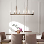 KICHLER 52413PN Kimrose 10 Light Linear Chandelier With Clear Fluted Glass In Polished Nickel And Satin Nickel