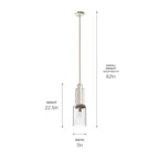 KICHLER 52414PN Kimrose 1 Light Mini Pendant With Clear Fluted Glass In Polished Nickel And Satin Nickel