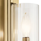 KICHLER 52415BNB Kimrose 1 Light Wall Sconce With Clear Fluted Glass In Brushed Natural Brass