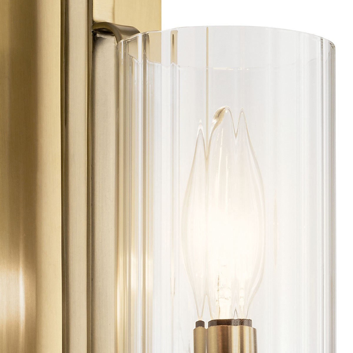 KICHLER 52415BNB Kimrose 1 Light Wall Sconce With Clear Fluted Glass In Brushed Natural Brass