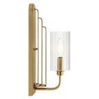 KICHLER 52415BNB Kimrose 1 Light Wall Sconce With Clear Fluted Glass In Brushed Natural Brass