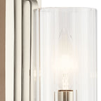 KICHLER 52415PN Kimrose 1 Light Wall Sconce With Clear Fluted Glass In Polished Nickel And Satin Nickel