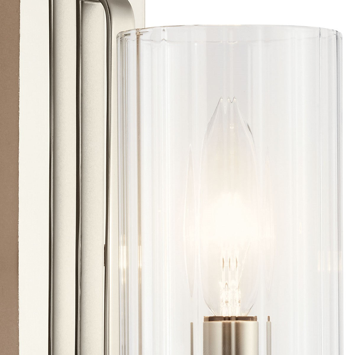 KICHLER 52415PN Kimrose 1 Light Wall Sconce With Clear Fluted Glass In Polished Nickel And Satin Nickel
