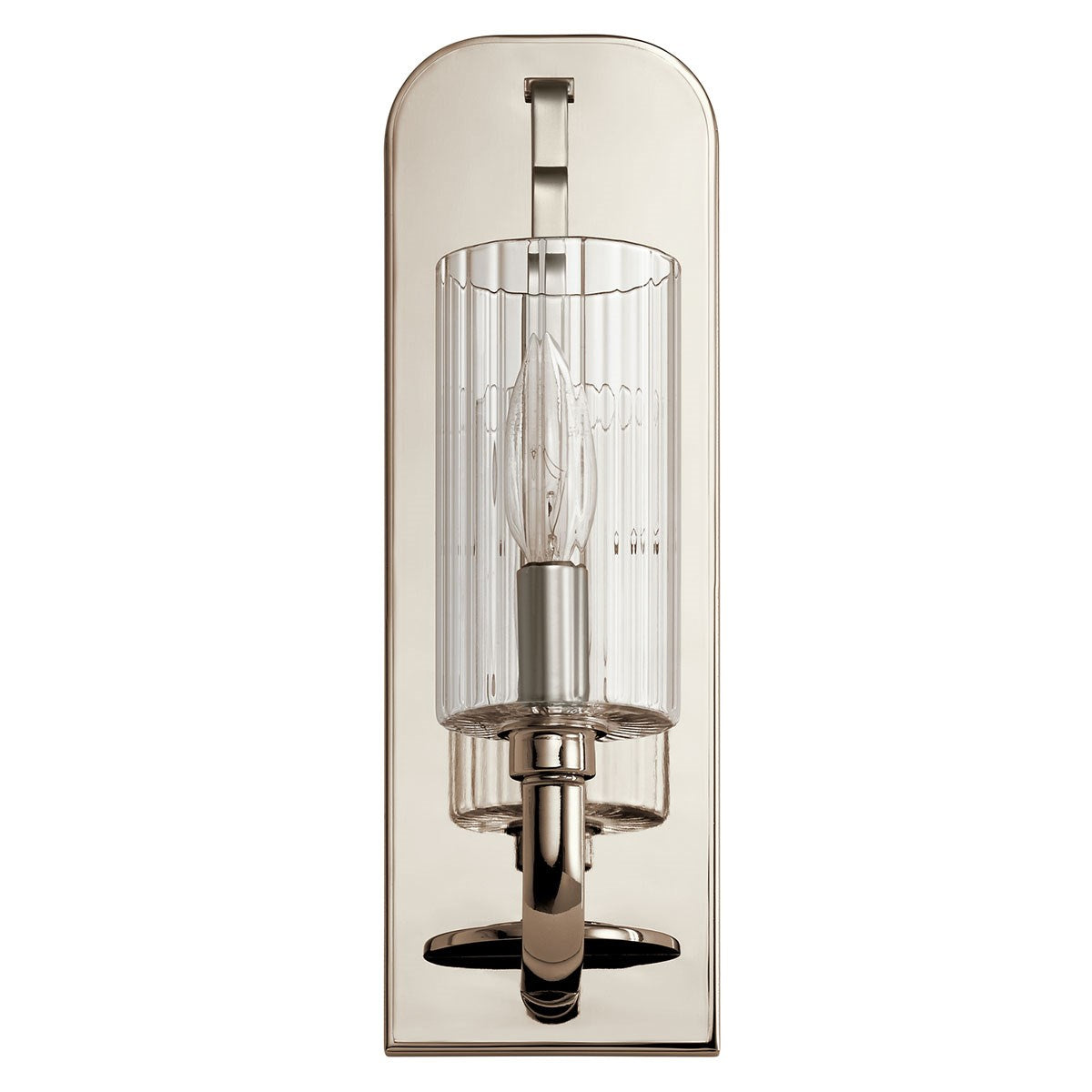 KICHLER 52415PN Kimrose 1 Light Wall Sconce With Clear Fluted Glass In Polished Nickel And Satin Nickel