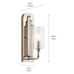 KICHLER 52415PN Kimrose 1 Light Wall Sconce With Clear Fluted Glass In Polished Nickel And Satin Nickel