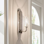 KICHLER 52415PN Kimrose 1 Light Wall Sconce With Clear Fluted Glass In Polished Nickel And Satin Nickel