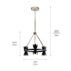 KICHLER 52417BKLED Baland 22" 6 Light Chandelier Black and Polished Nickel