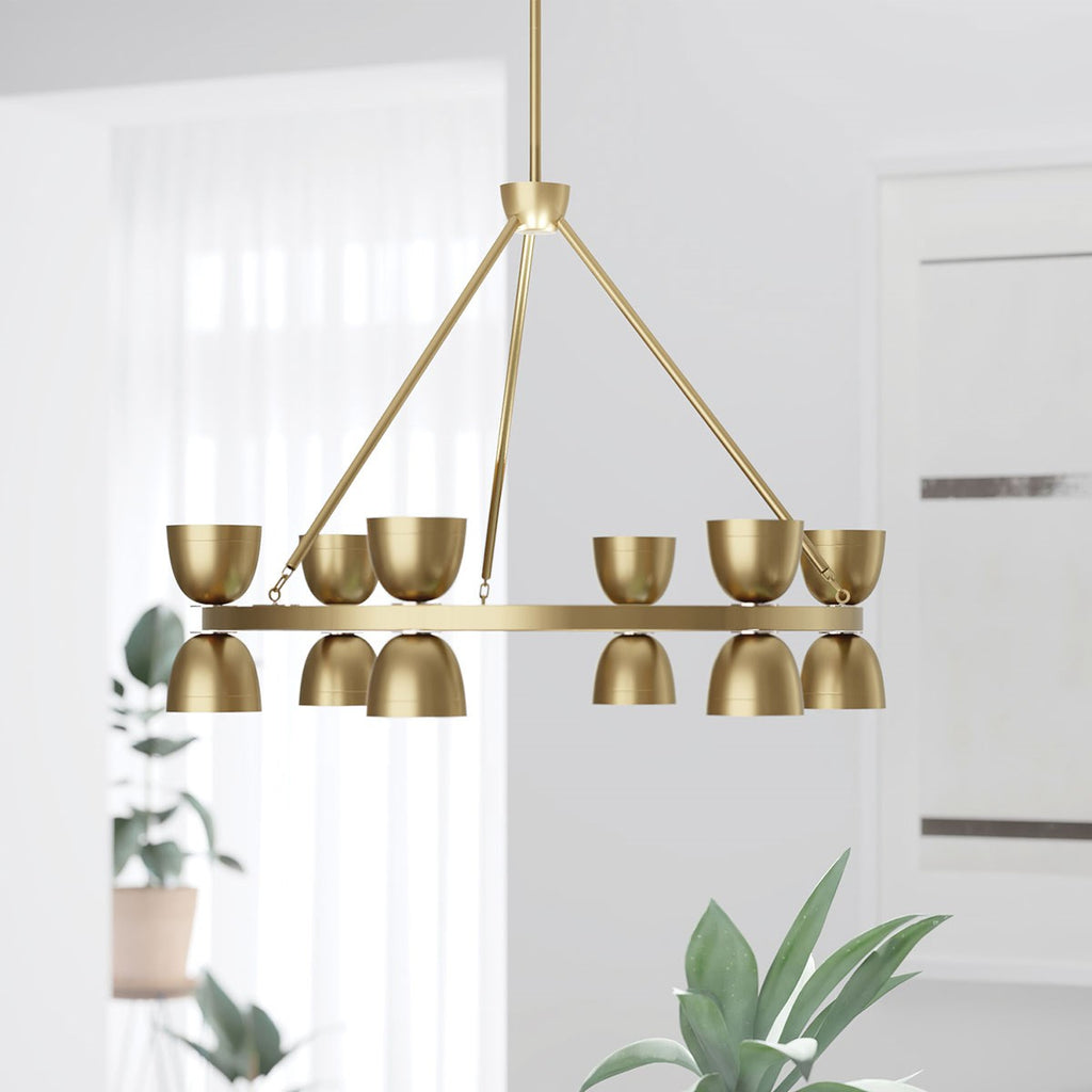 KICHLER 52418BNBLED Baland 31" 12 Light Chandelier Brushed Natural Brass