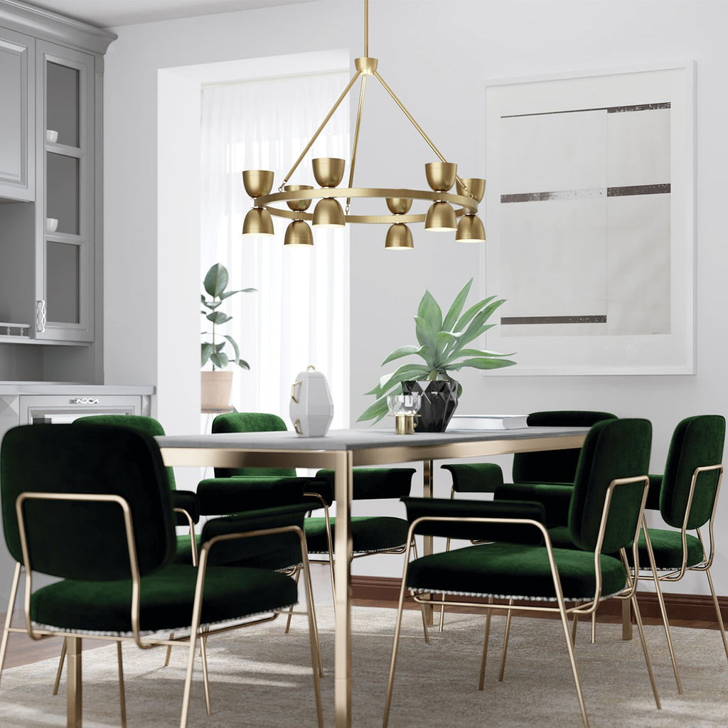 KICHLER 52418BNBLED Baland 31" 12 Light Chandelier Brushed Natural Brass