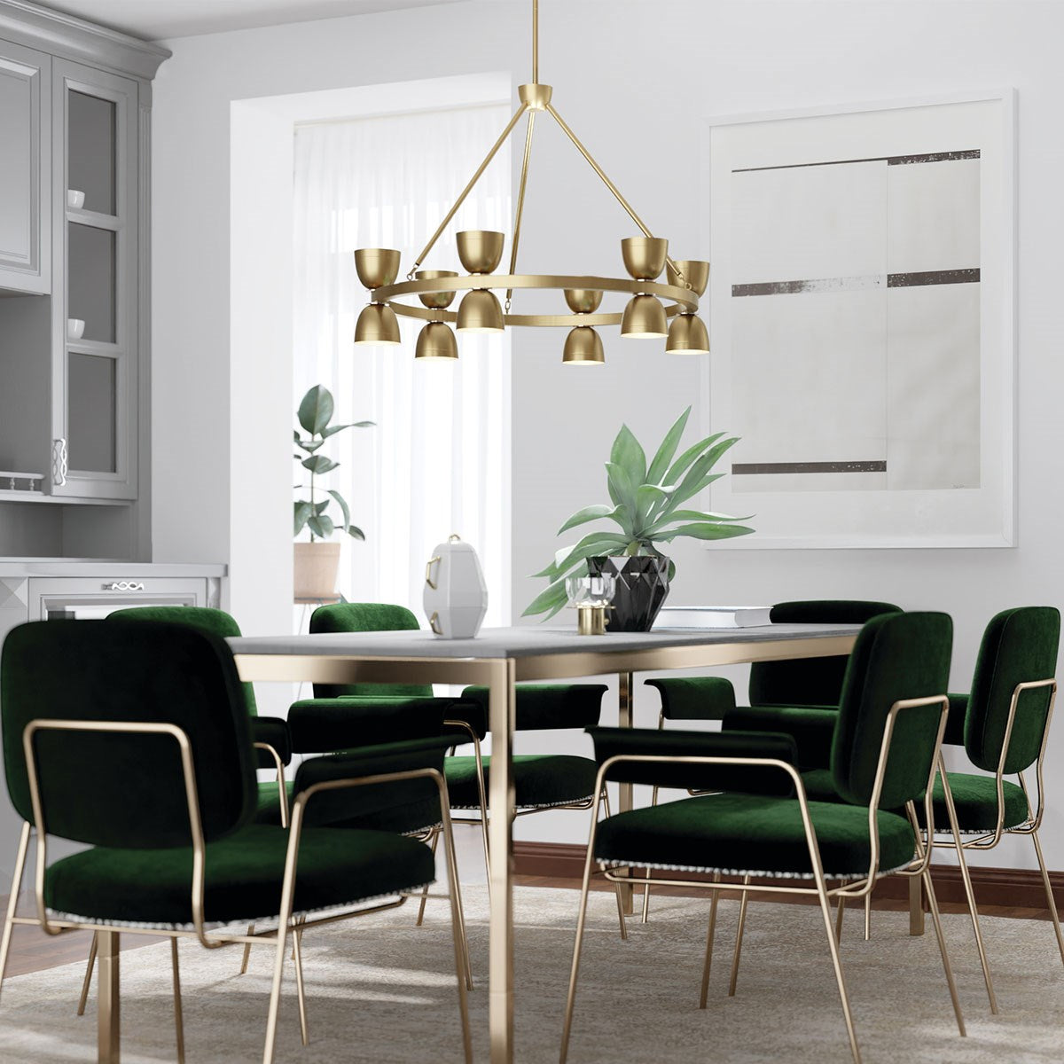KICHLER 52418BNBLED Baland 31" 12 Light Chandelier Brushed Natural Brass
