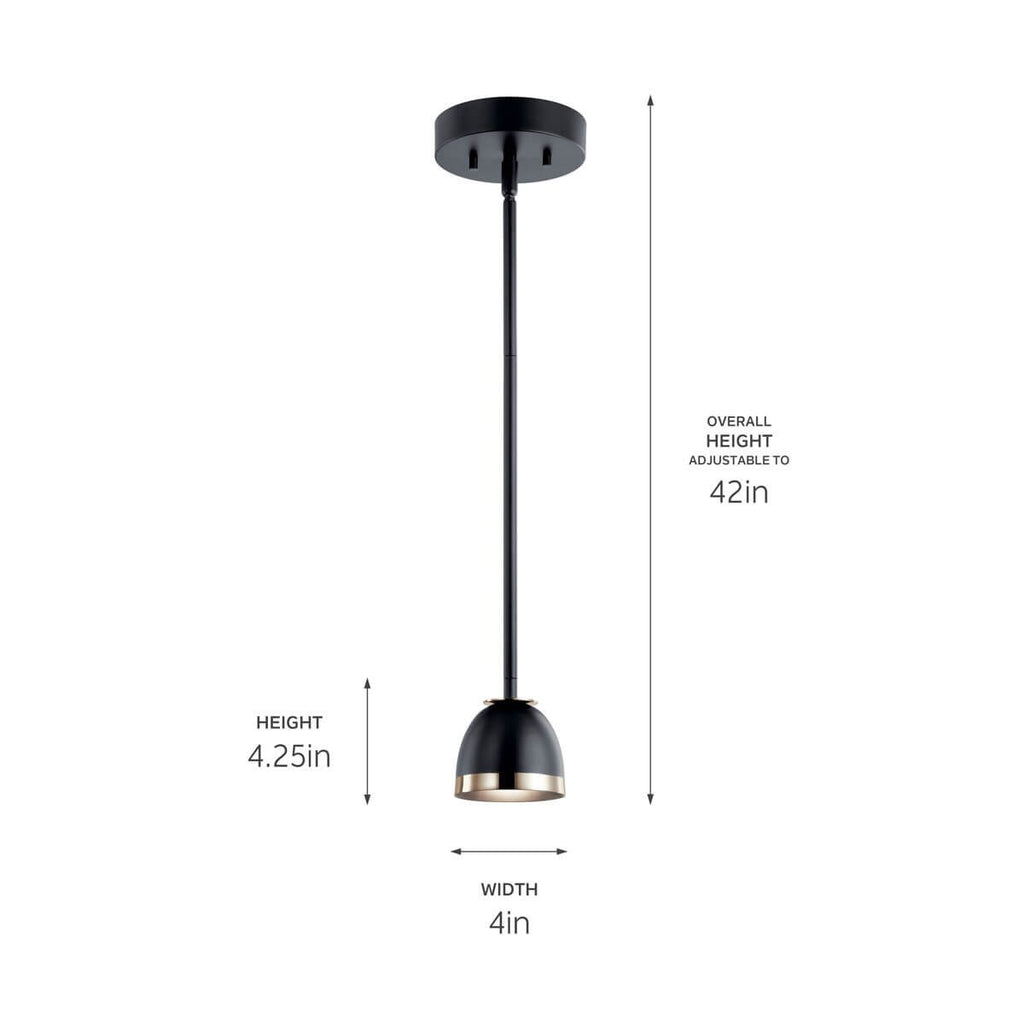 KICHLER 52419BKLED Baland 4" 1 Light Mini Pendant Black and Polished Nickel