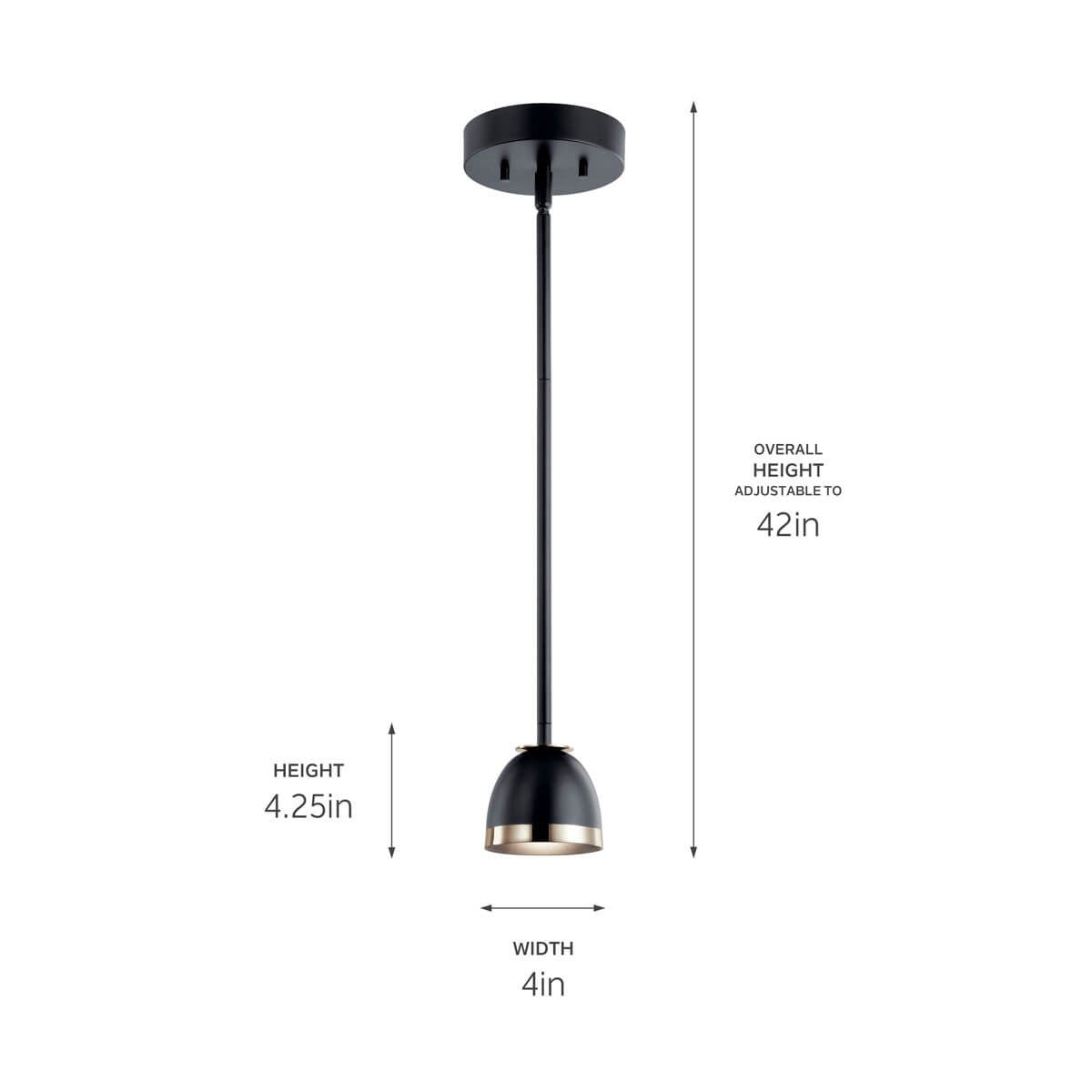 KICHLER 52419BKLED Baland 4" 1 Light Mini Pendant Black and Polished Nickel